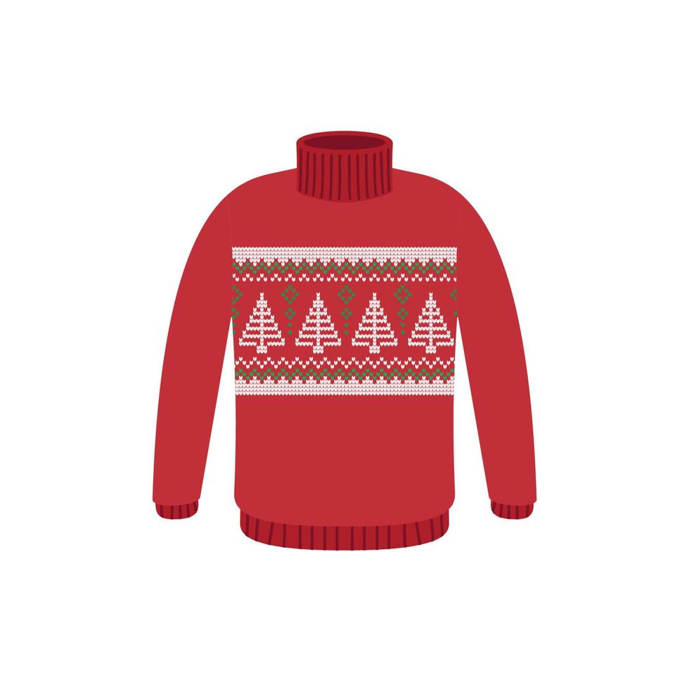 Vector ugly sweaters for Christmas party. Knitted jumpers with winter patterns esp