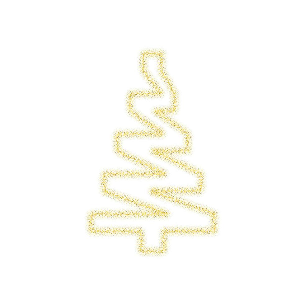 árbol dorado de navidad decoración de brillo dorado brillando destellos sobre fondo blanco transparente. árbol de brillo brillante vectorial para plantilla de diseño de navidad o año nuevo vector