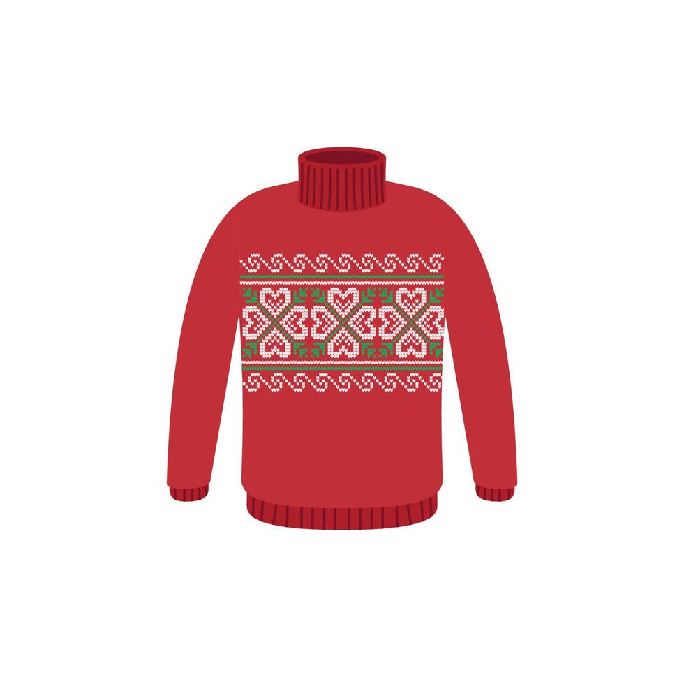 Vector ugly sweaters for Christmas party. Knitted jumpers with winter patterns esp