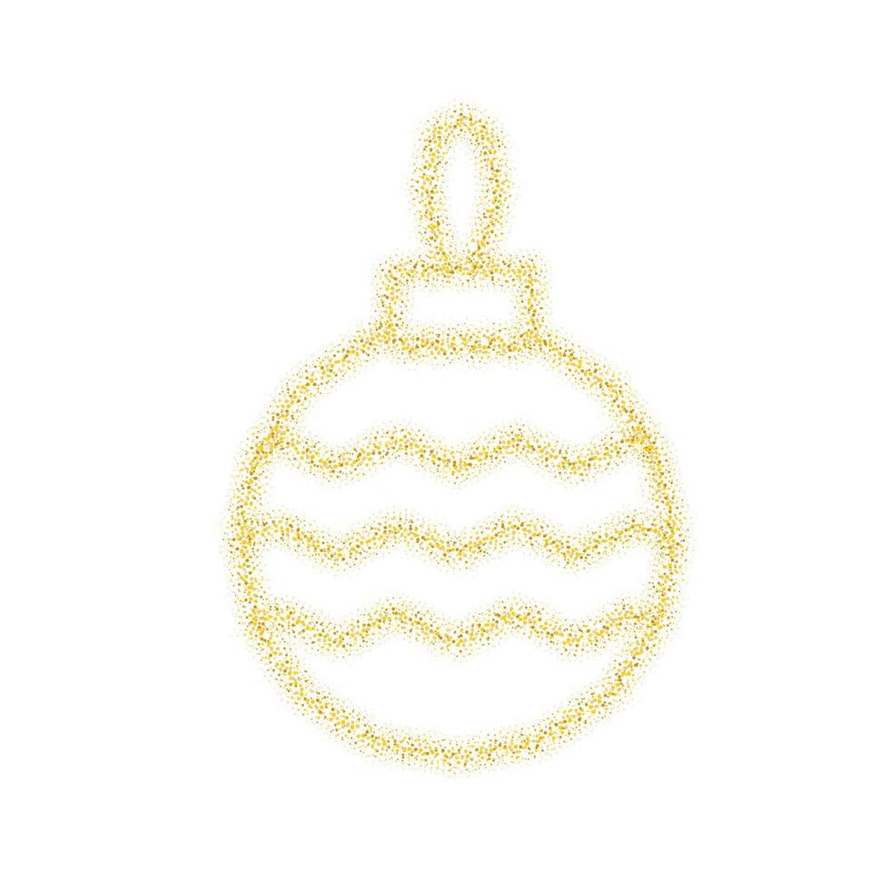 Gold Christmas tree toy set isolated on a transparent background. Stocking Christmas decorations. Vector object for christmas design, mockup. Vector realistic object Illustration