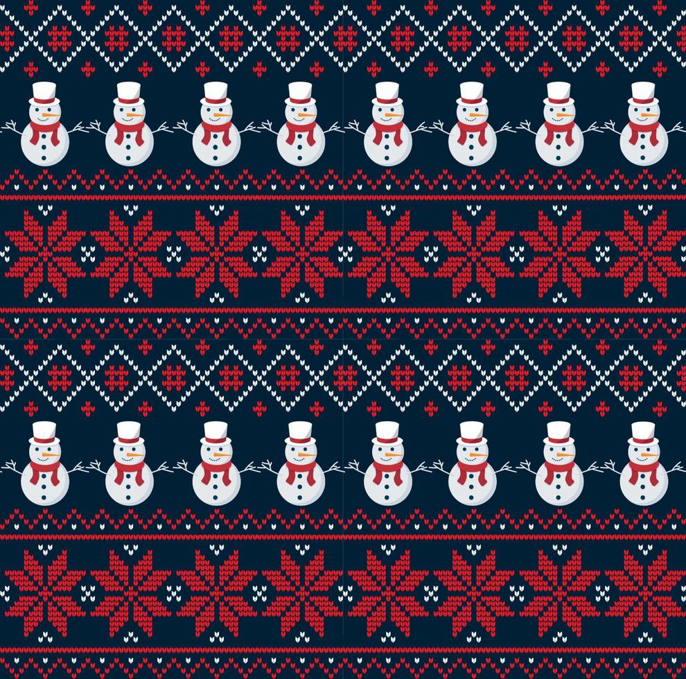 patrón de punto de navidad y año nuevo en muñecos de nieve. diseño de suéter de punto de lana. papel de envolver papel estampado textil. eps 10 vector