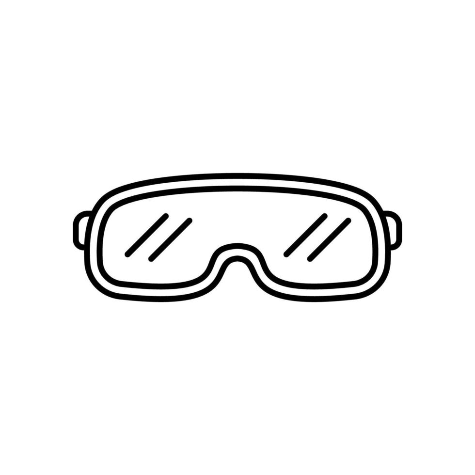 Outline vector safety glasses icon isolated on white background.