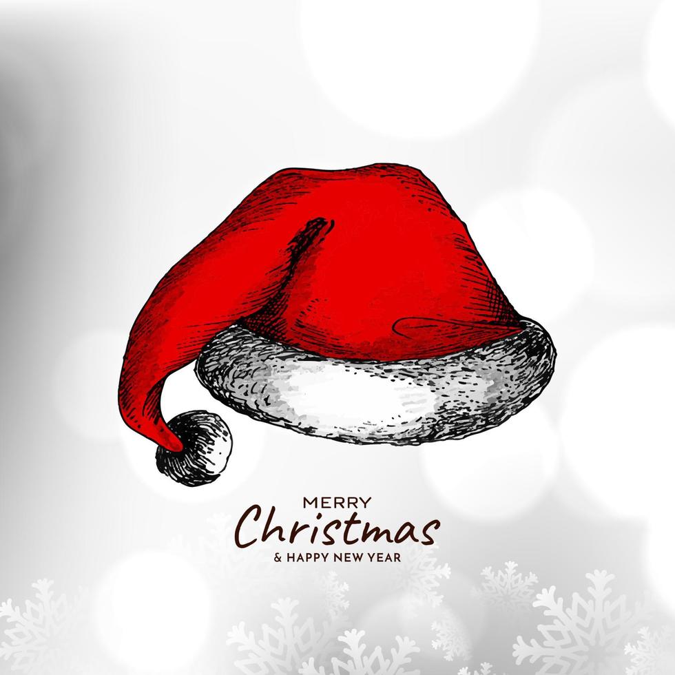 Merry Christmas festival celebartion background with santa claus cap design vector