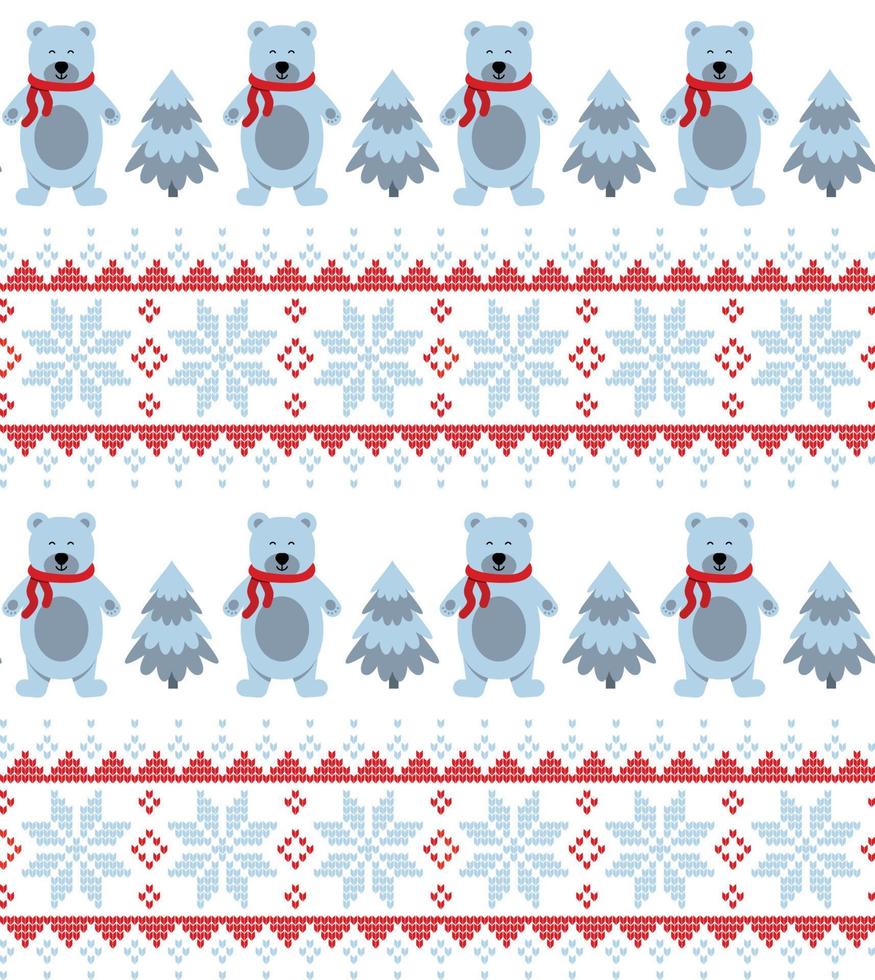 patrón de navidad y año nuevo tejido en osos. diseño de suéter de punto de lana. papel de envolver papel estampado textil. eps 10 vector