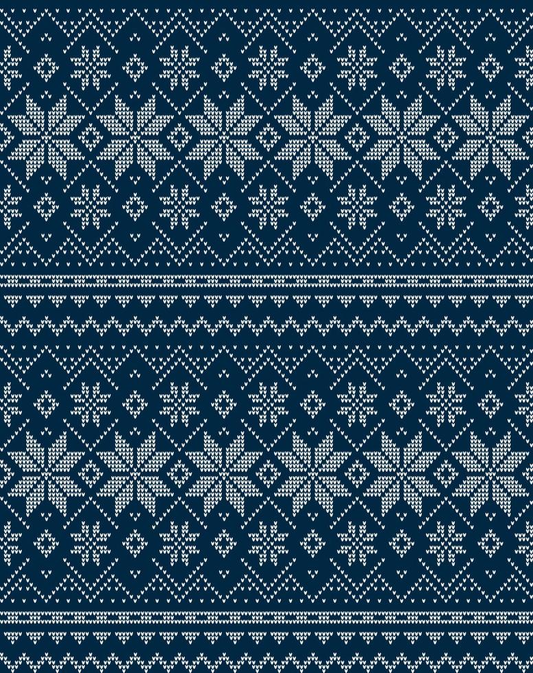 Knitted Christmas and New Year pattern. Wool Knitting Sweater Design. Wallpaper wrapping paper textile print. vector