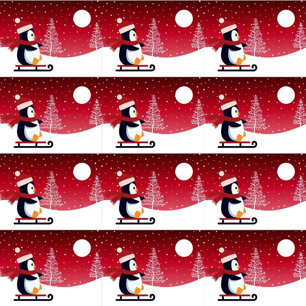 lindo pingüino en navidad y año nuevo invierno de patrones sin fisuras. vector