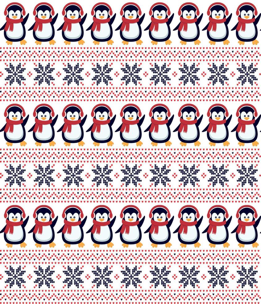patrón de punto de navidad y año nuevo los pingüinos. diseño de suéter de punto de lana. papel de envolver papel estampado textil. eps 10 vector