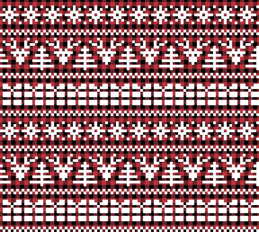 Christmas and New Year pattern at Buffalo Plaid. Festive background for design and print vector