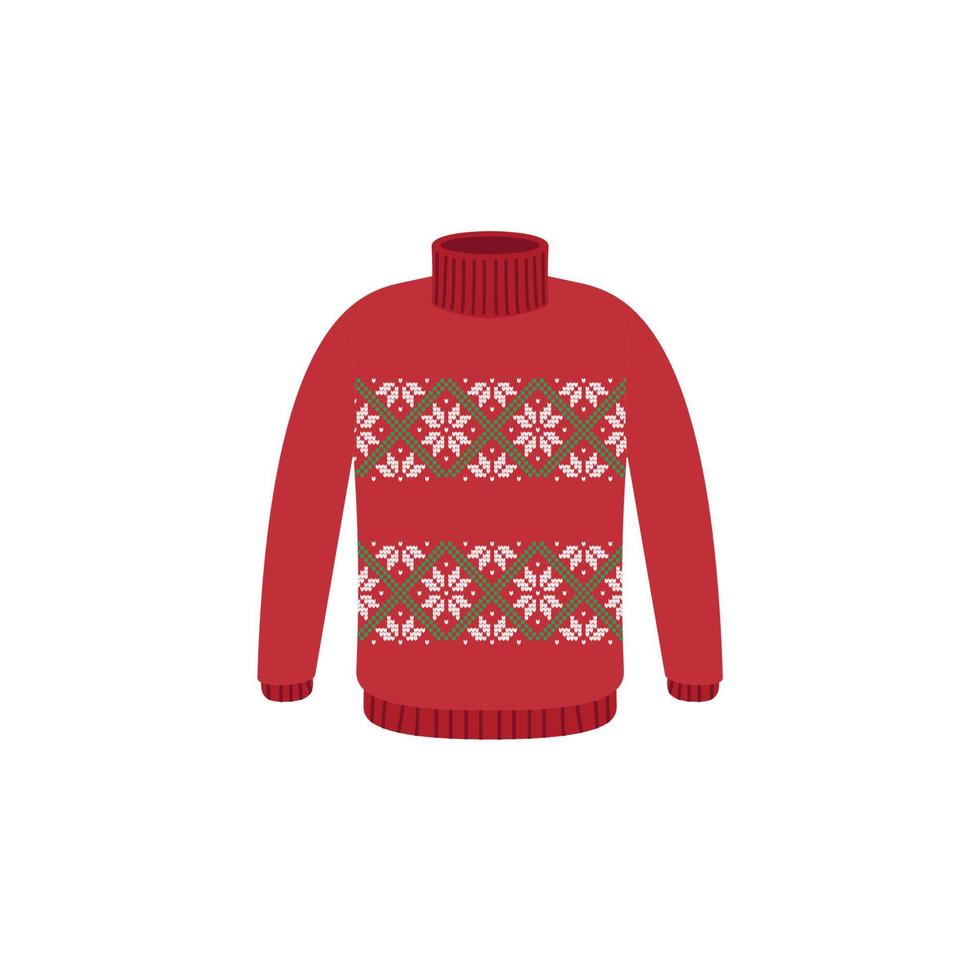 Vector ugly sweaters for Christmas party. Knitted jumpers with winter patterns esp