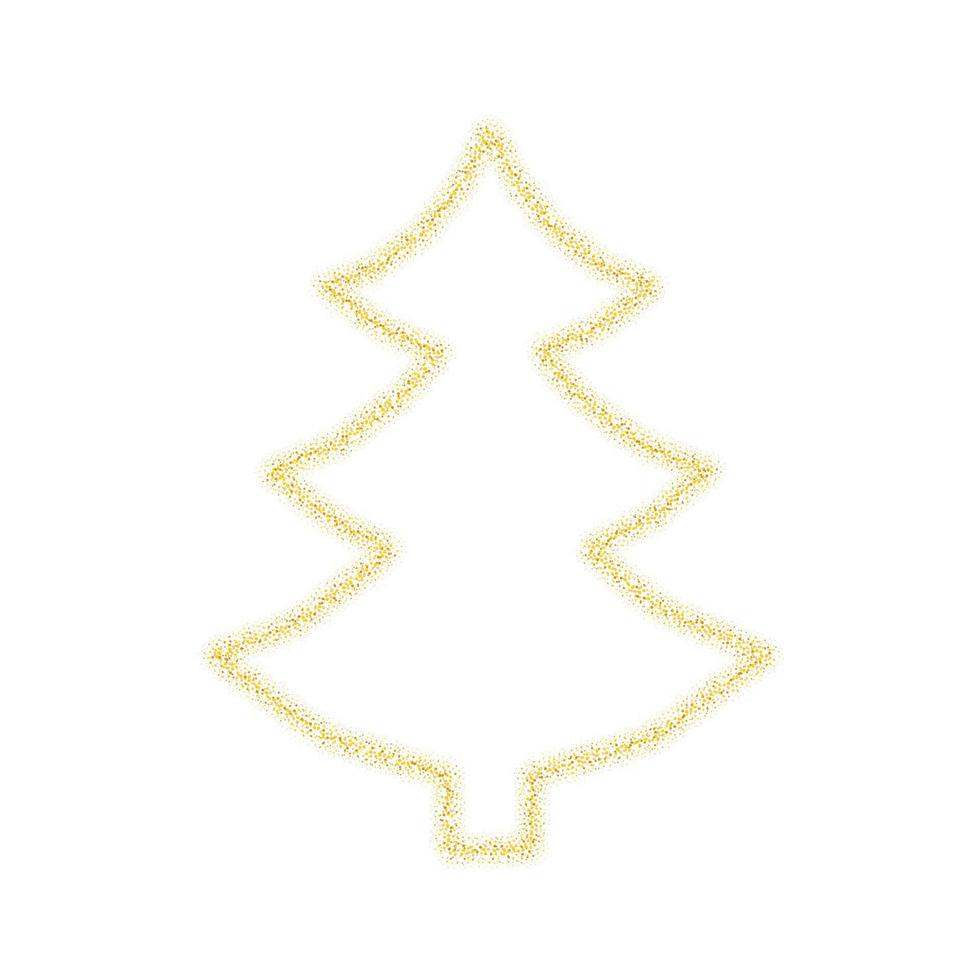 árbol dorado de navidad decoración de brillo dorado brillando destellos sobre fondo blanco transparente. árbol de brillo brillante vectorial para plantilla de diseño de navidad o año nuevo vector