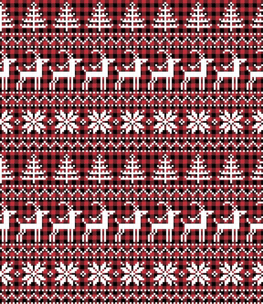 Christmas and New Year pattern at Buffalo Plaid. Festive background for design and print vector