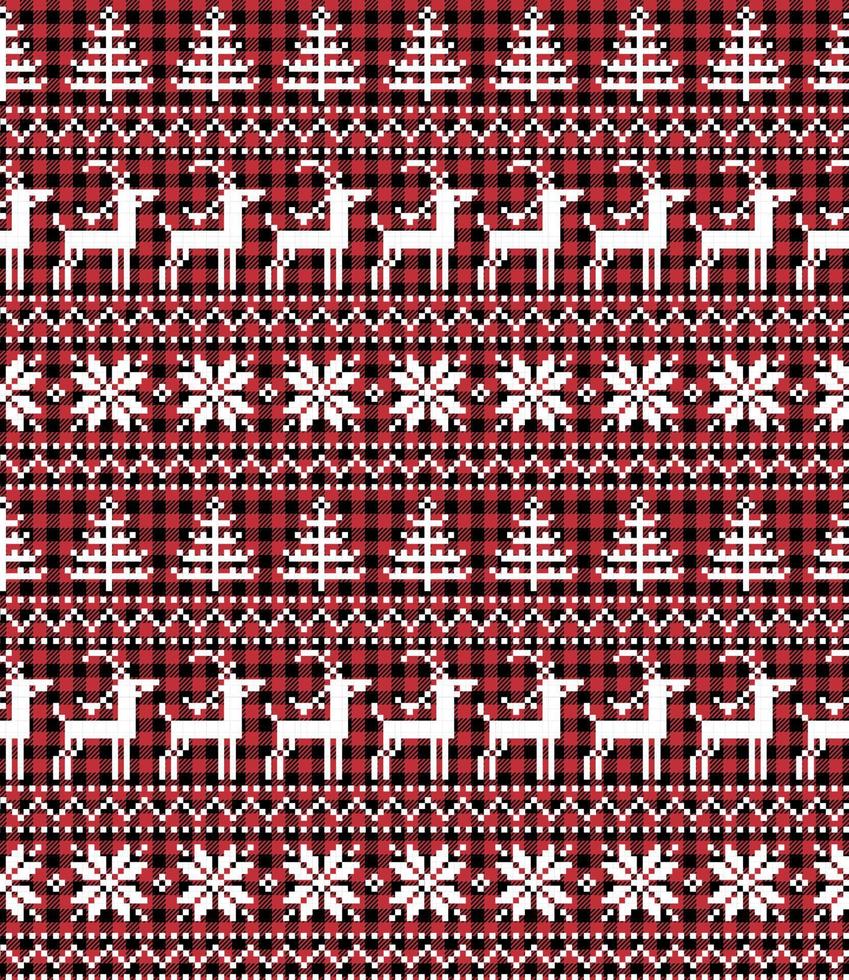 Christmas and New Year pattern at Buffalo Plaid. Festive background for design and print vector