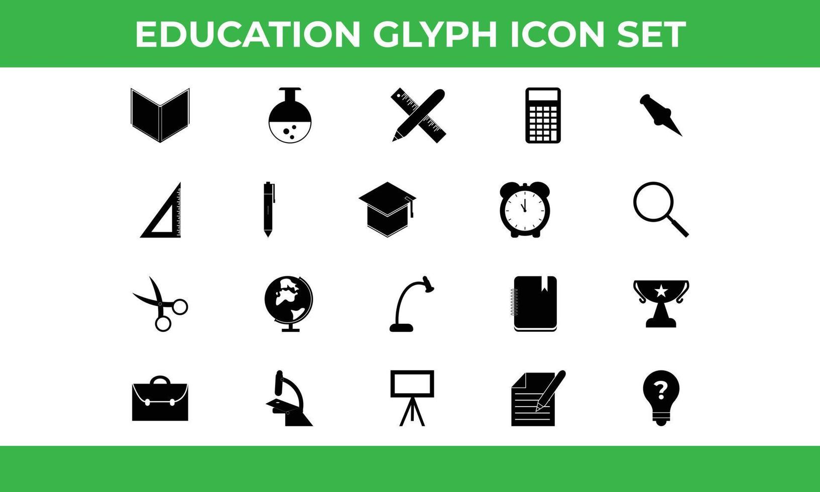 iconos de glifo de educación. adecuado para sitios web, aplicaciones móviles, impresión, presentación, infografía y cualquier otro proyecto. vector