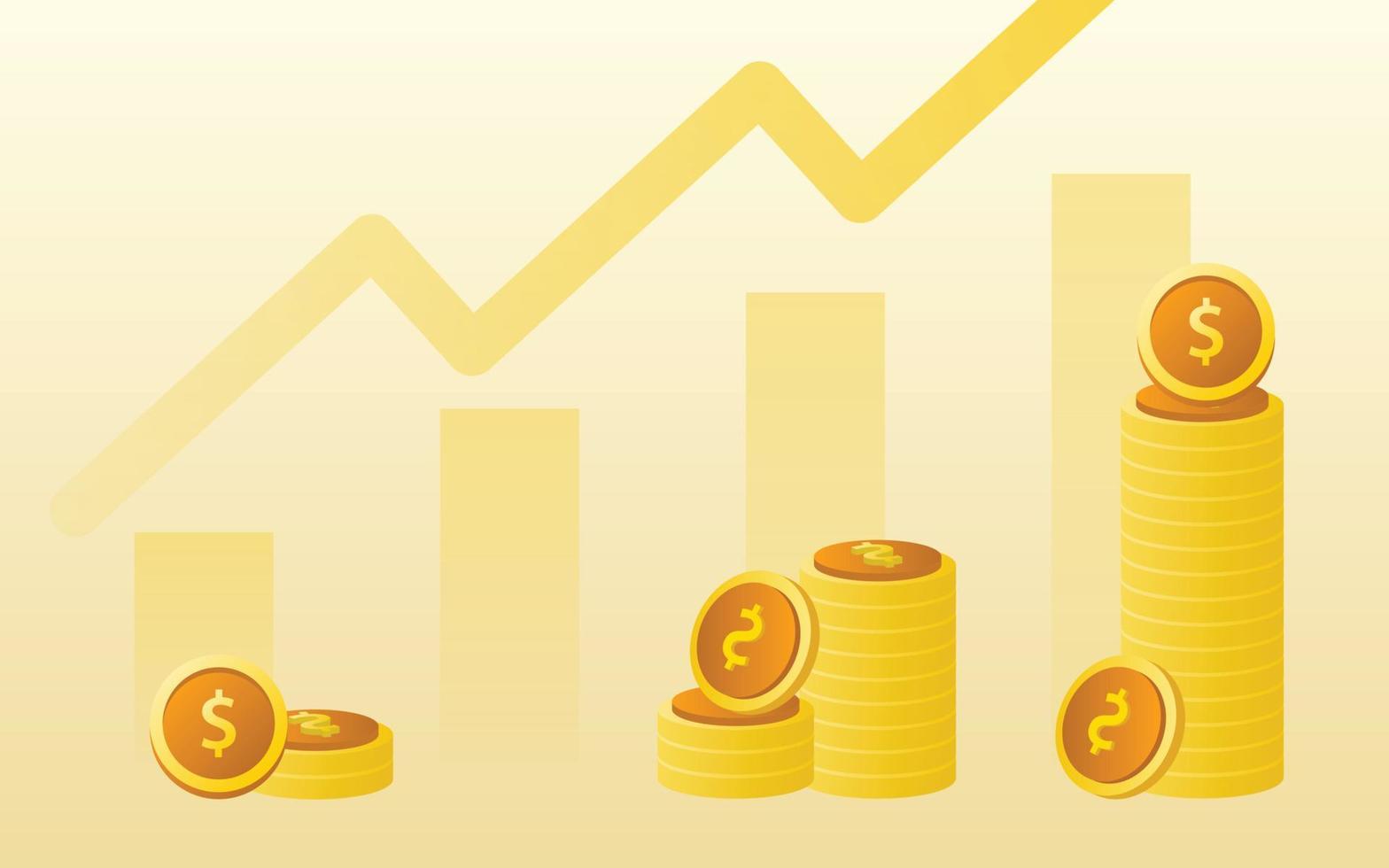 Financial management concept and investment, Flat design of pile coins or stack of coins. Vector Illustration and banner template.