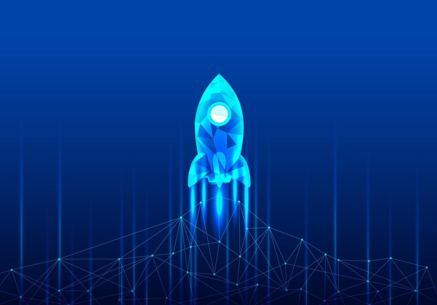 The rising rocket background indicates that wireless Internet connections are faster and easier for business or financial transactions requiring speed. vector