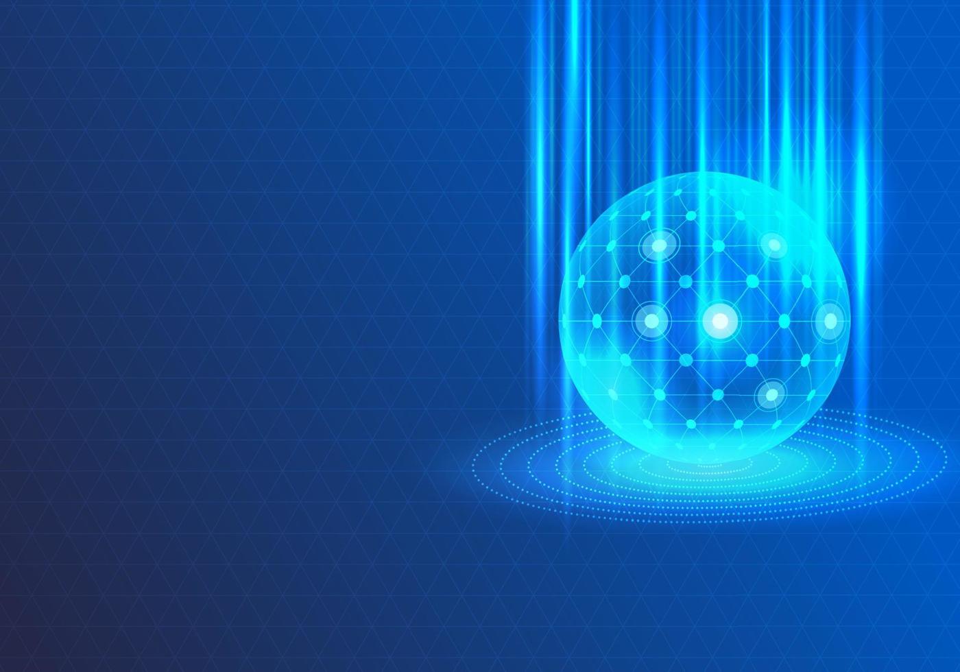 el fondo del procesador de tecnología es una esfera azul brillante con líneas que conectan la tecnología de inteligencia artificial dentro del círculo. actúa como un cerebro vector