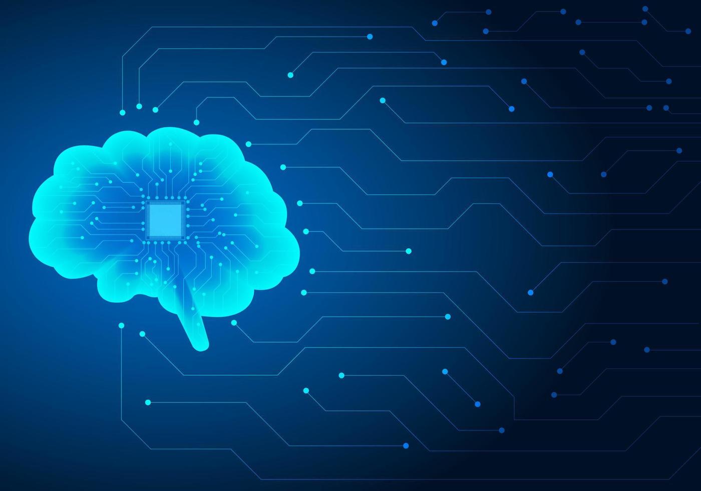 el procesamiento en segundo plano del sistema de inteligencia artificial similar al cerebro sigue ordenando y dando órdenes. enviar señales de red a través de un conectado vector