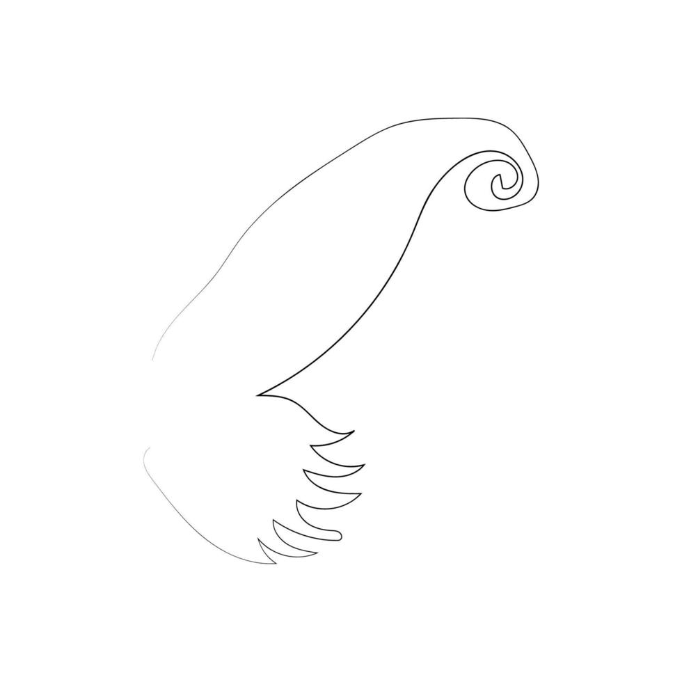 Flying bird continuous line drawing element isolated on white background for logo or decorative element. vector