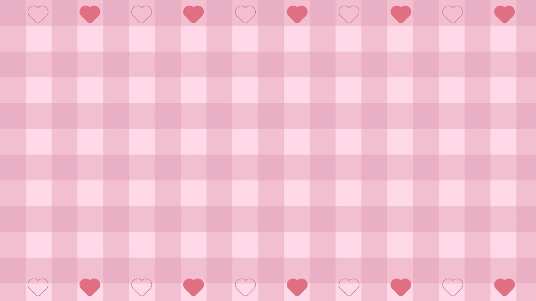 linda forma de corazón rosa en la ilustración de papel tapiz de guinga rosa, perfecta para banner, telón de fondo, postal, papel tapiz y fondo vector