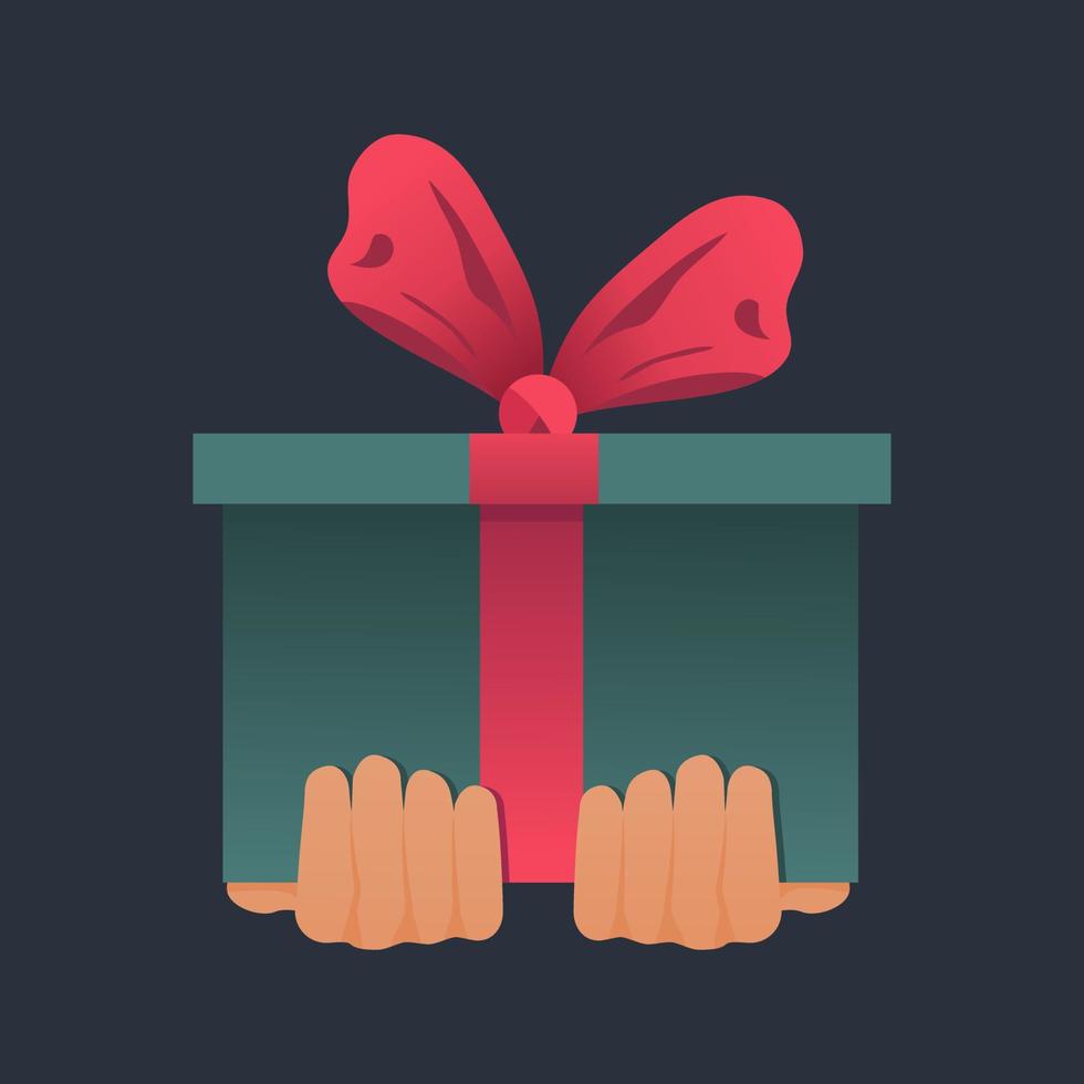 Giving a Christmas present vector illustrations isolated