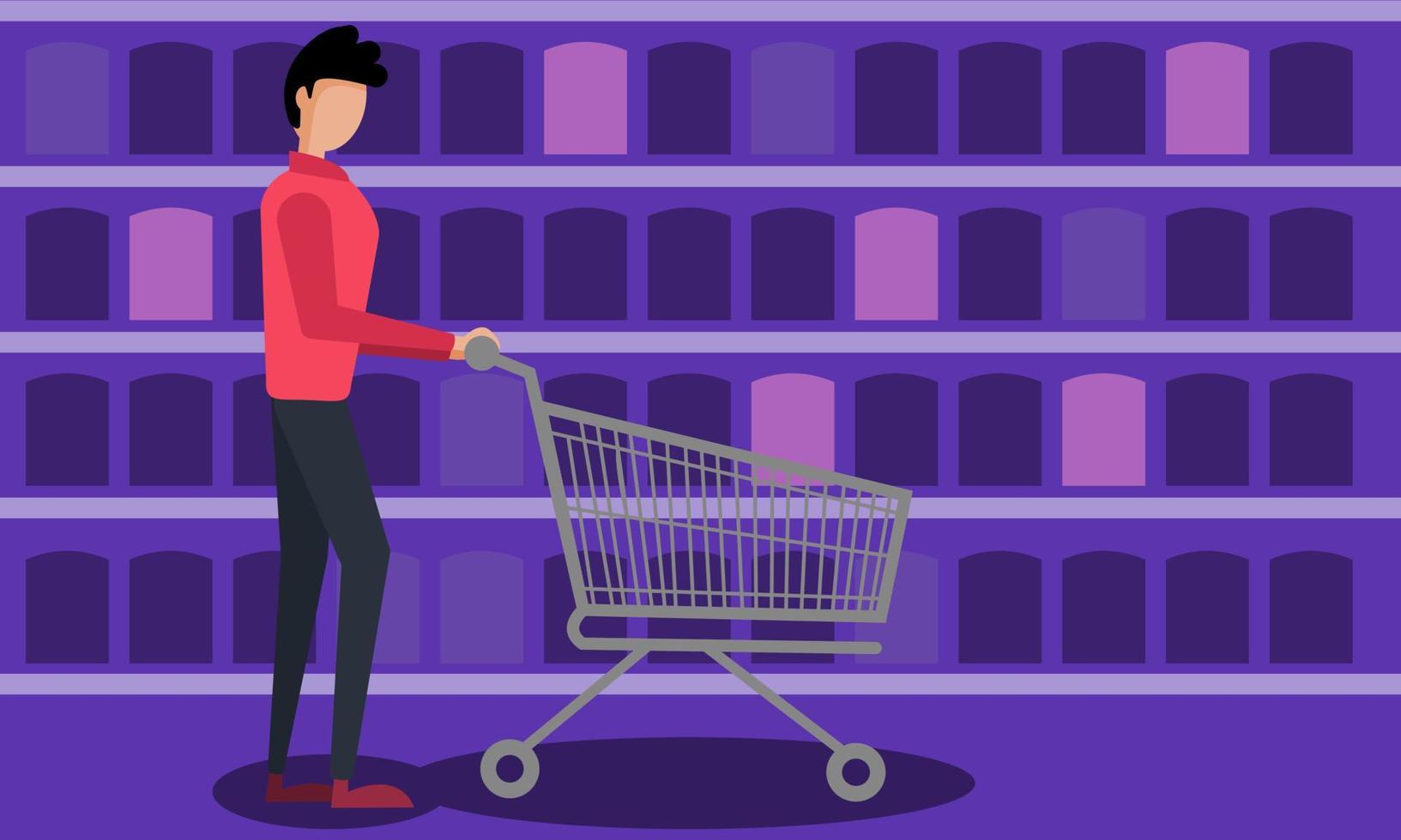 Flat vector illustration of group of a man shopping isolated