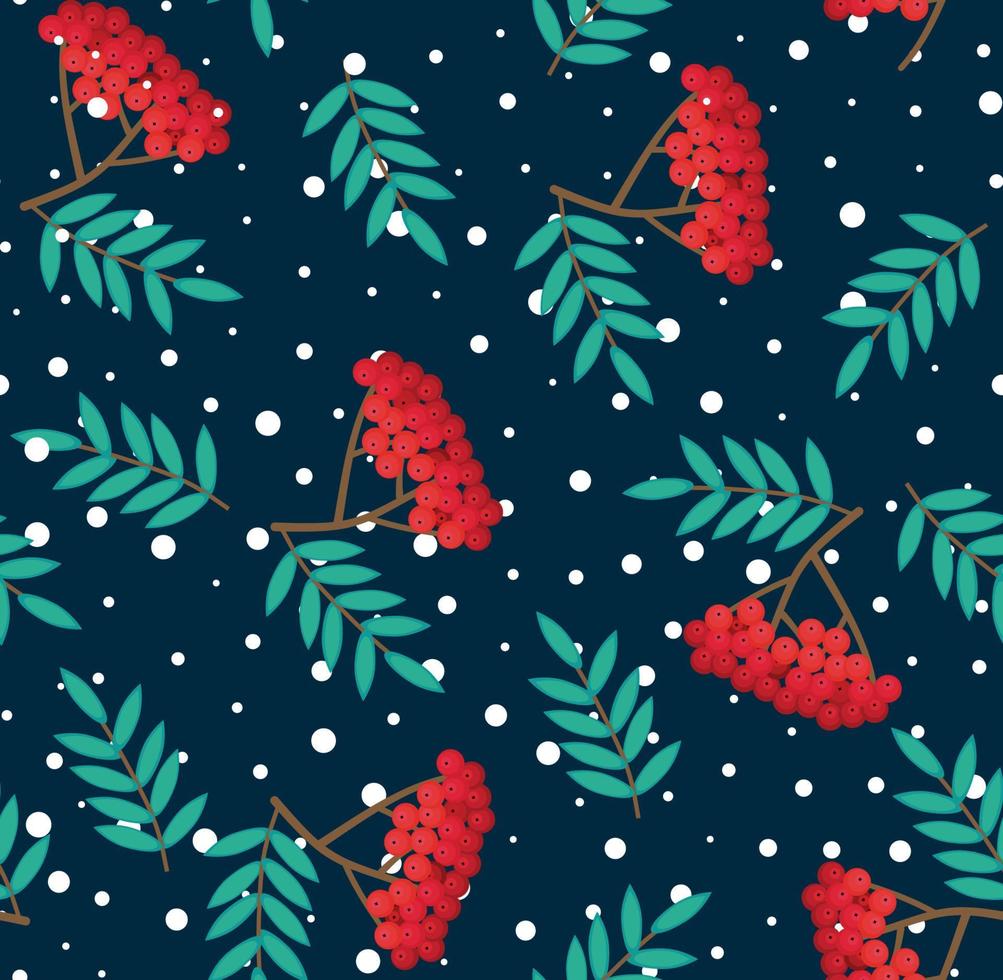 Seamless pattern with bunches of rowan berries on a white background. Vector sketch. Use for packaging, fabrics, backgrounds, web ads, design, napkins.