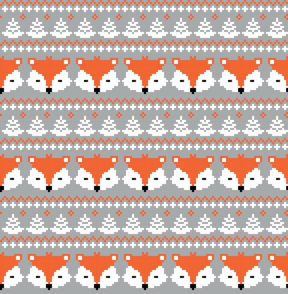 New Year's Christmas pattern pixel with foxes vector illustration