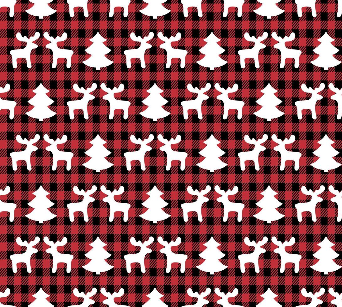 buffalo plaid christmas jingle bells en el fondo de la página de música. patrón festivo sin fisuras. ilustración vectorial vector