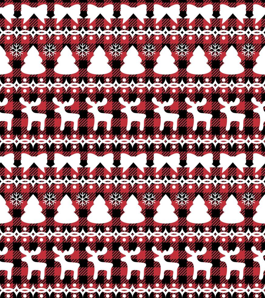 buffalo plaid christmas jingle bells en el fondo de la página de música. patrón festivo sin fisuras. ilustración vectorial vector