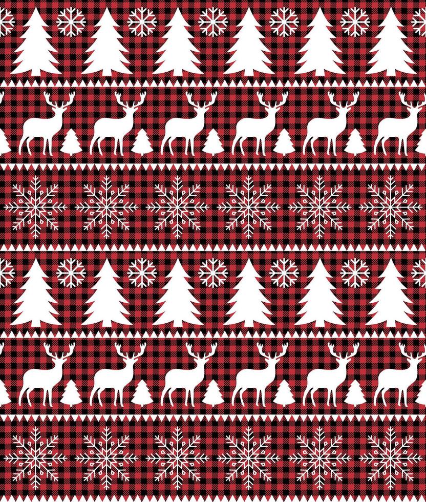 buffalo plaid christmas jingle bells en el fondo de la página de música. patrón festivo sin fisuras. ilustración vectorial vector