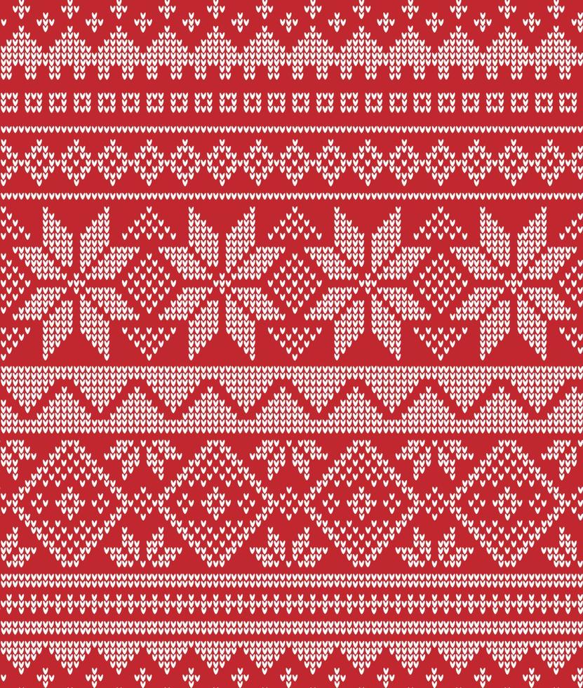 Knitted Christmas and New Year pattern. Wool Knitting Sweater Design. Wallpaper wrapping paper textile print. vector