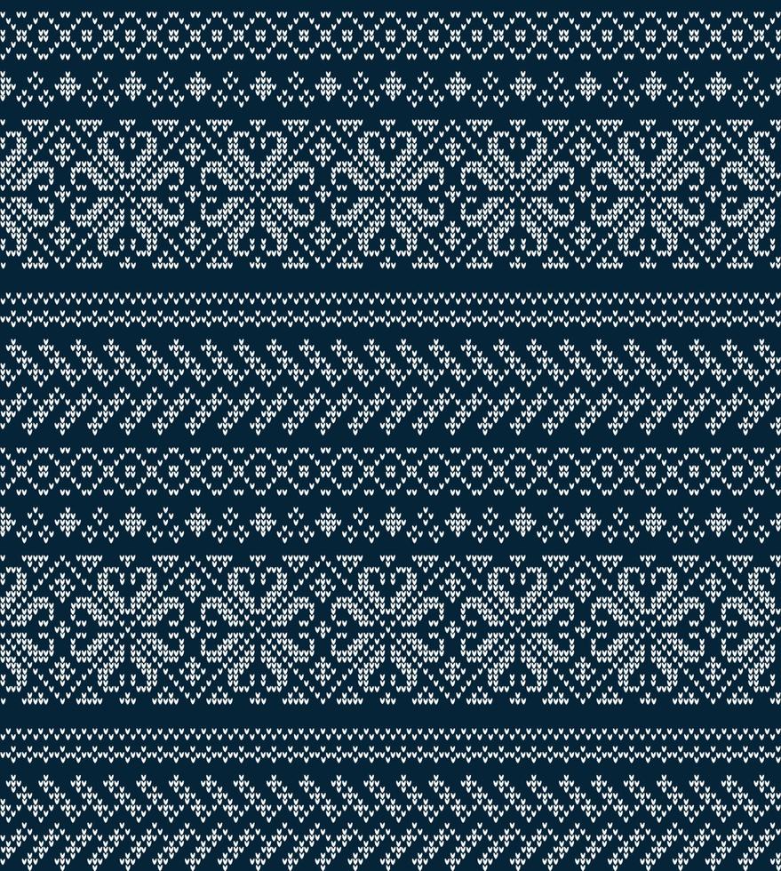 Knitted Christmas and New Year pattern. Wool Knitting Sweater Design. Wallpaper wrapping paper textile print. vector