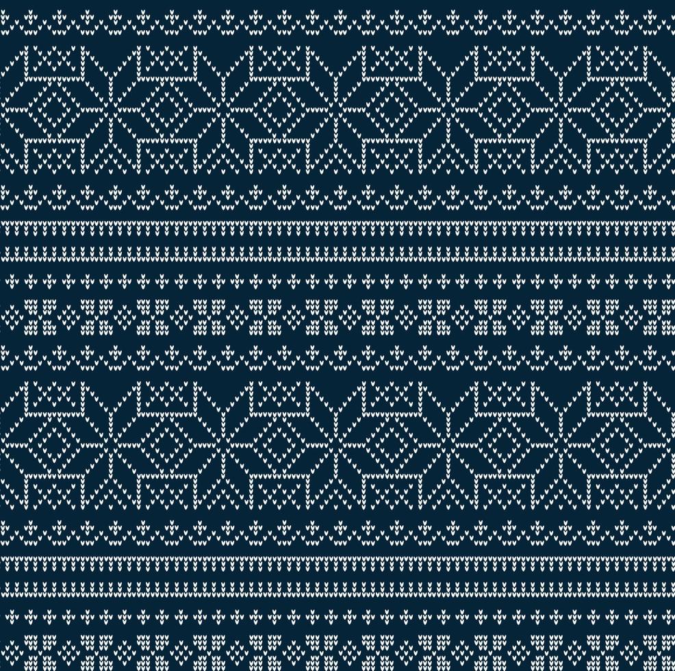 Knitted Christmas and New Year pattern. Wool Knitting Sweater Design. Wallpaper wrapping paper textile print. vector