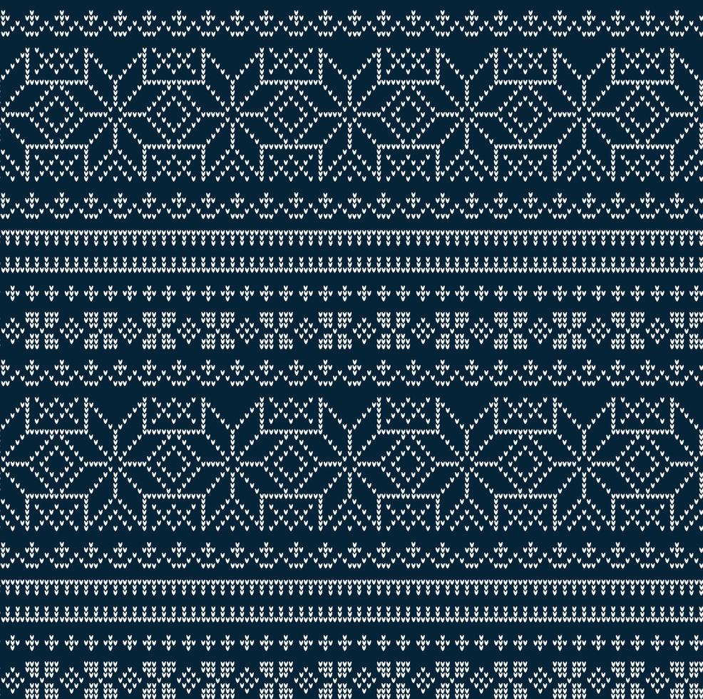 Knitted Christmas and New Year pattern. Wool Knitting Sweater Design. Wallpaper wrapping paper textile print. vector