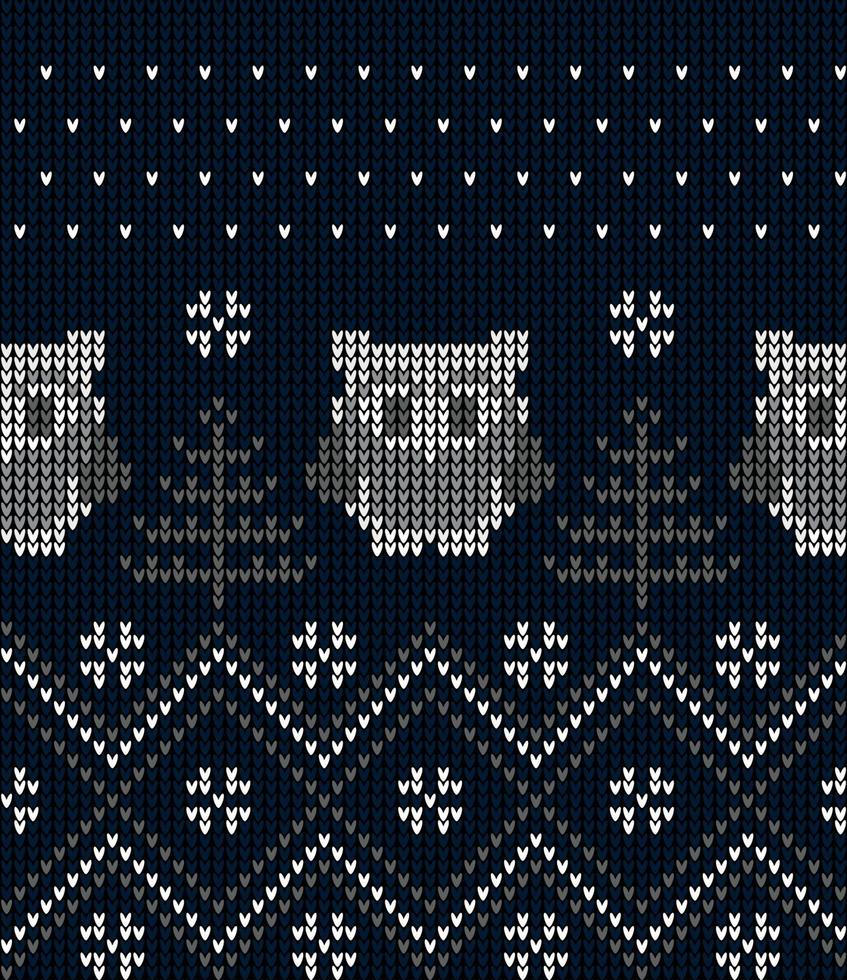 New Year's Christmas pattern knitted with owls vector illustration eps