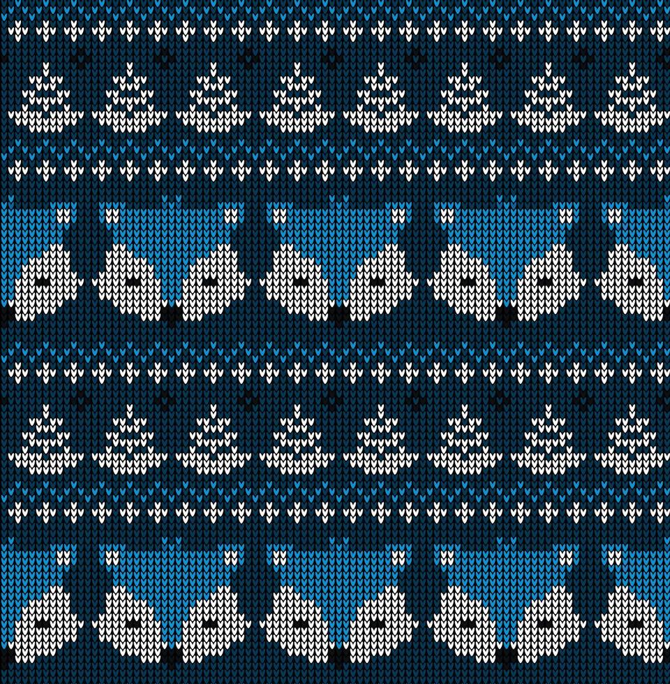 New Year's Christmas pattern knitted with foxes vector illustration eps