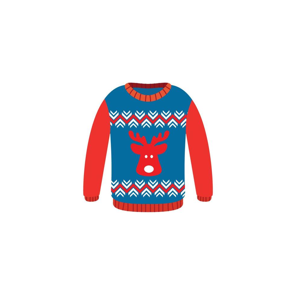 Vector ugly sweaters for Christmas party. Knitted jumpers with winter patterns esp
