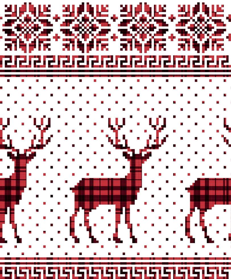 Buffalo plaid Christmas Jingle Bells on the background of the music page. Festive seamless pattern. Vector illustration.