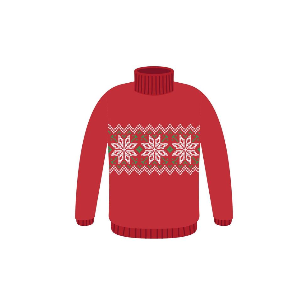 Vector ugly sweaters for Christmas party. Knitted jumpers with winter patterns esp