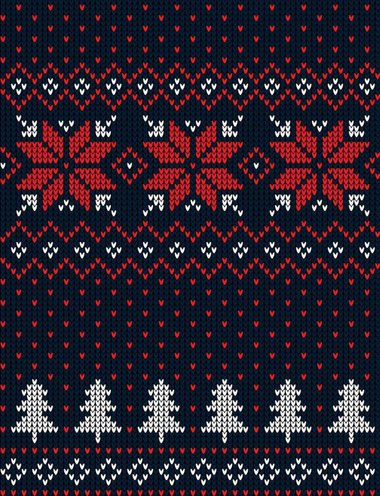 Knitted Christmas and New Year pattern in cow. Wool Knitting Sweater Design. Wallpaper wrapping paper textile print. vector