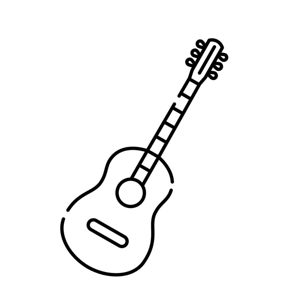 Outline, simple vector guitar icon isolated on white background.