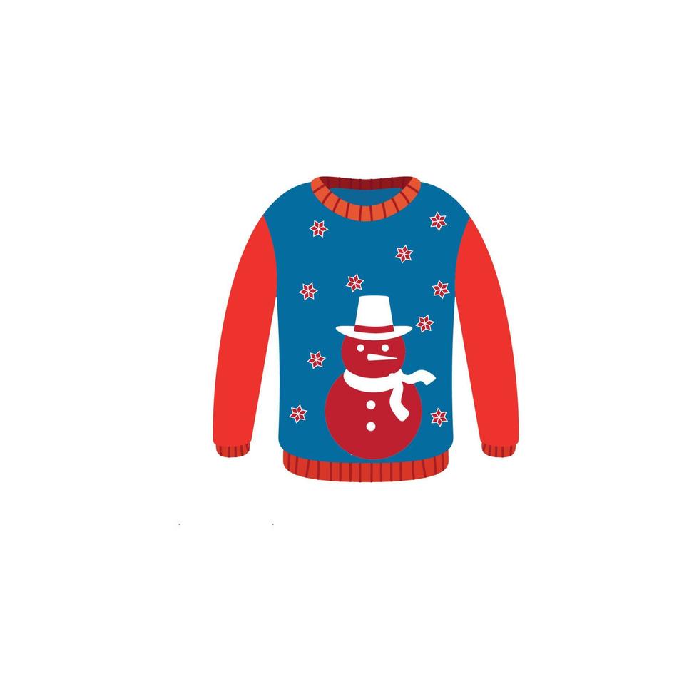 Vector ugly sweaters for Christmas party. Knitted jumpers with winter patterns esp