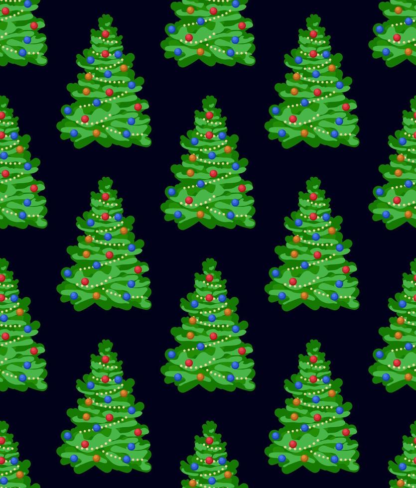 Vector seamless flat pattern with icons of Happy New Year and Christmas Day