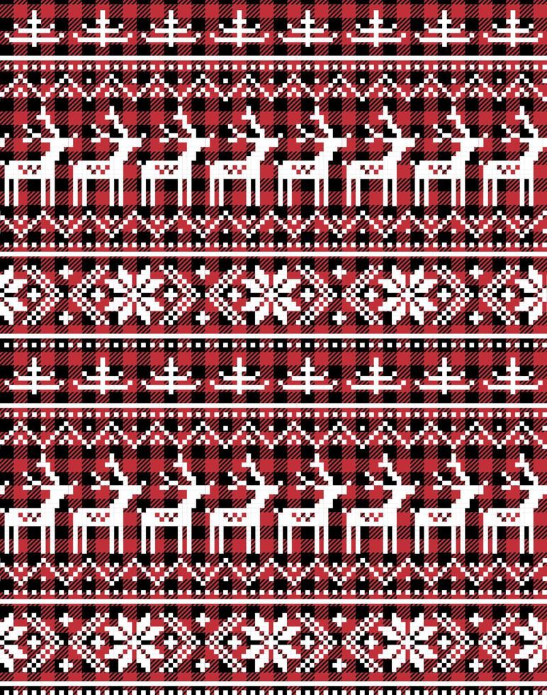 Christmas and New Year pattern at Buffalo Plaid. Festive background for design and print vector
