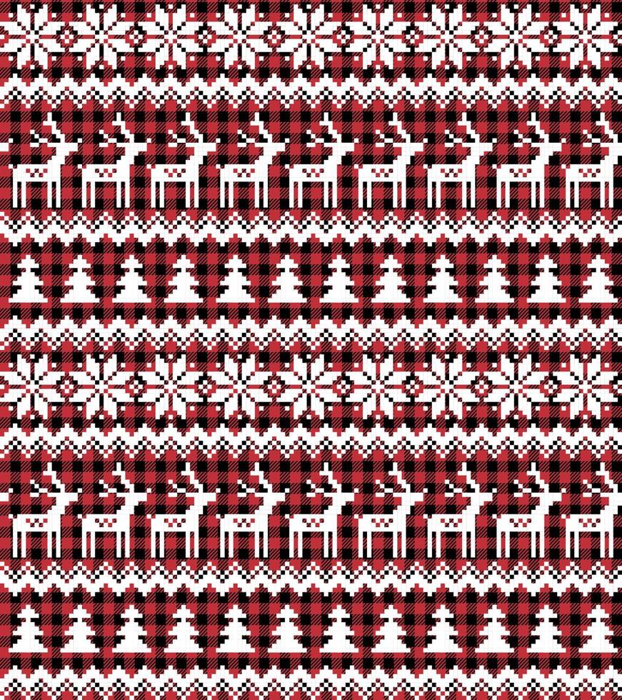 Christmas and New Year pattern at Buffalo Plaid. Festive background for design and print vector