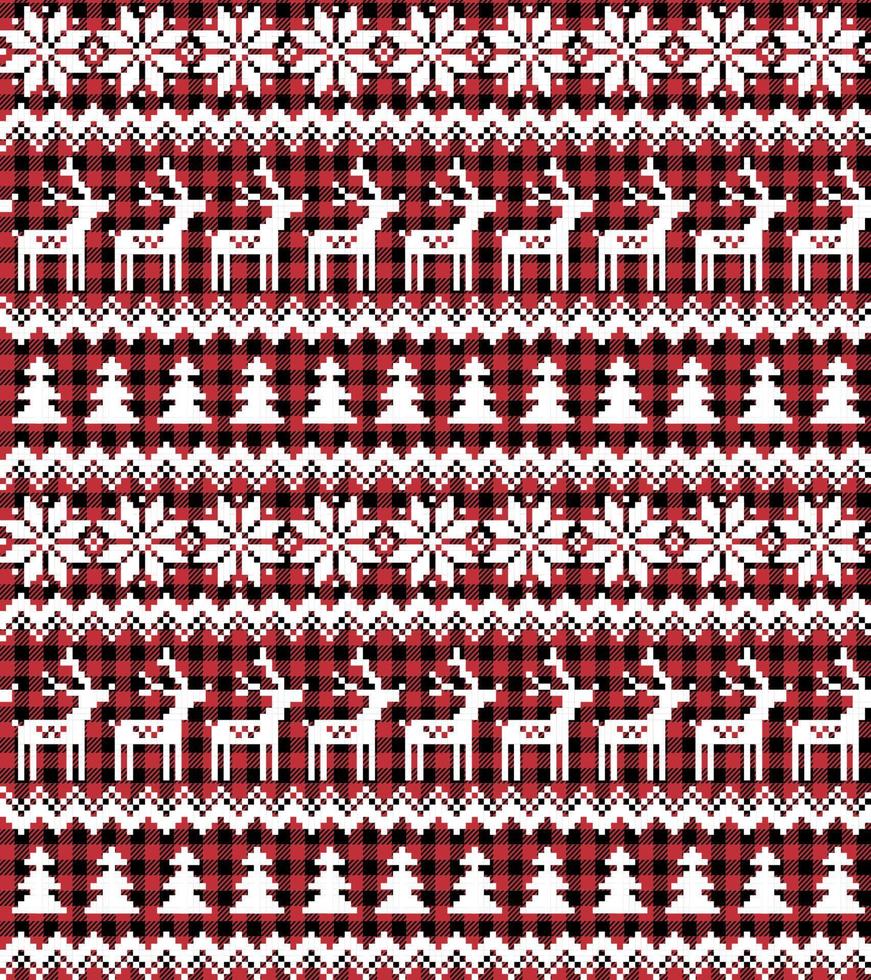 Christmas and New Year pattern at Buffalo Plaid. Festive background for design and print vector