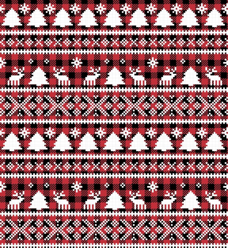 Christmas and New Year pattern at Buffalo Plaid. Festive background for design and print vector