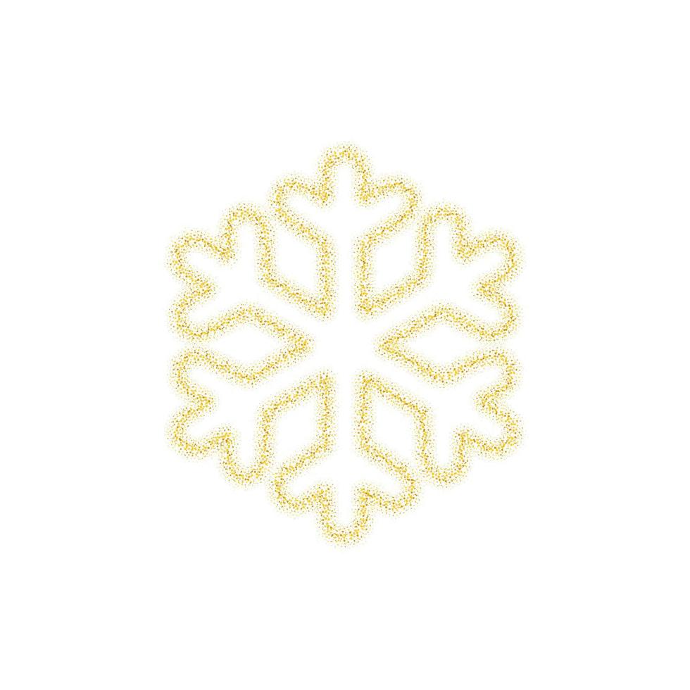 decoración de copos de nieve dorados de navidad de brillo dorado brillando destellos sobre fondo blanco transparente. vector brillante brillo copo de nieve para navidad o año nuevo plantilla de diseño