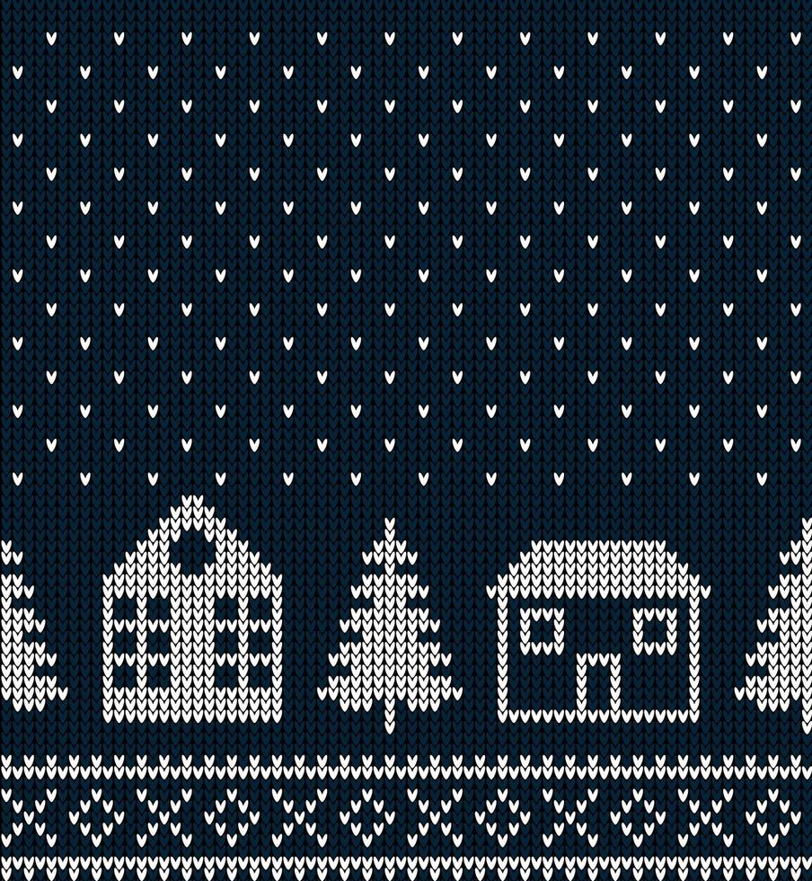 Knitted Christmas and New Year pattern in cow. Wool Knitting Sweater Design. Wallpaper wrapping paper textile print. vector