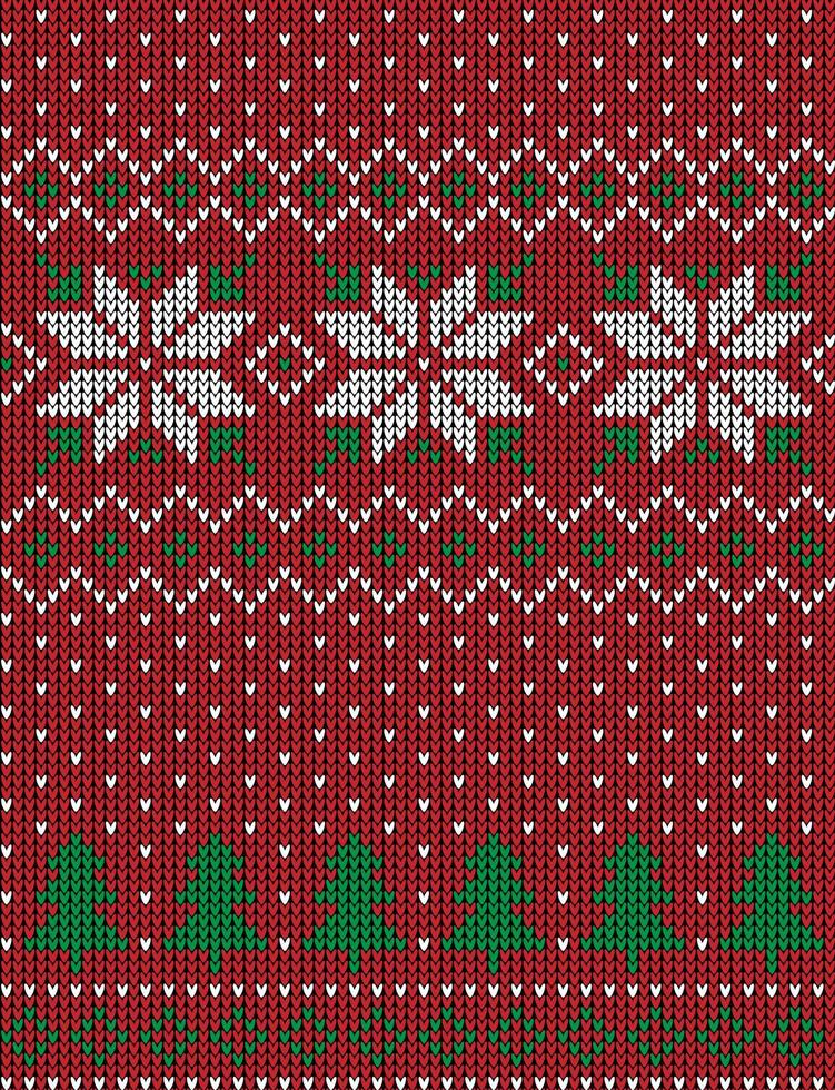 Knitted Christmas and New Year pattern in cow. Wool Knitting Sweater Design. Wallpaper wrapping paper textile print. vector